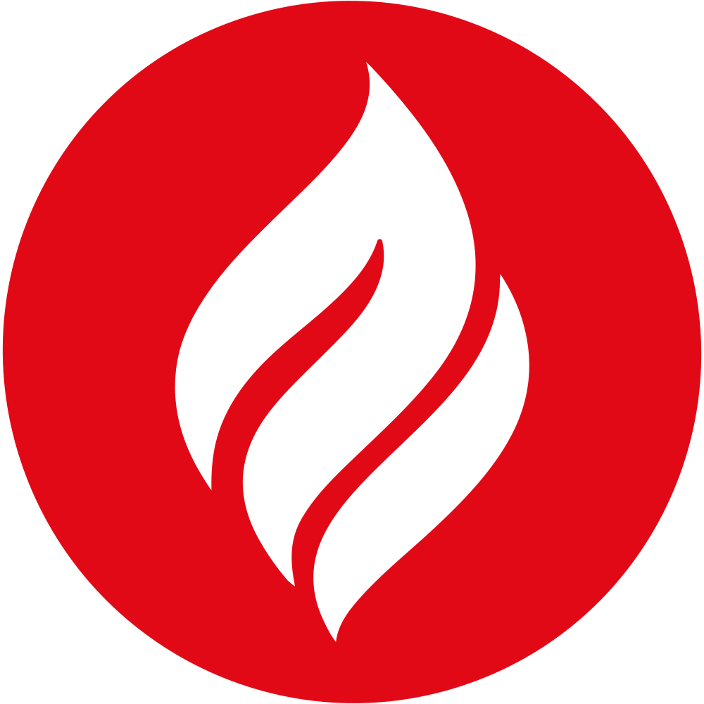Catering equipment icon – red flame in circle