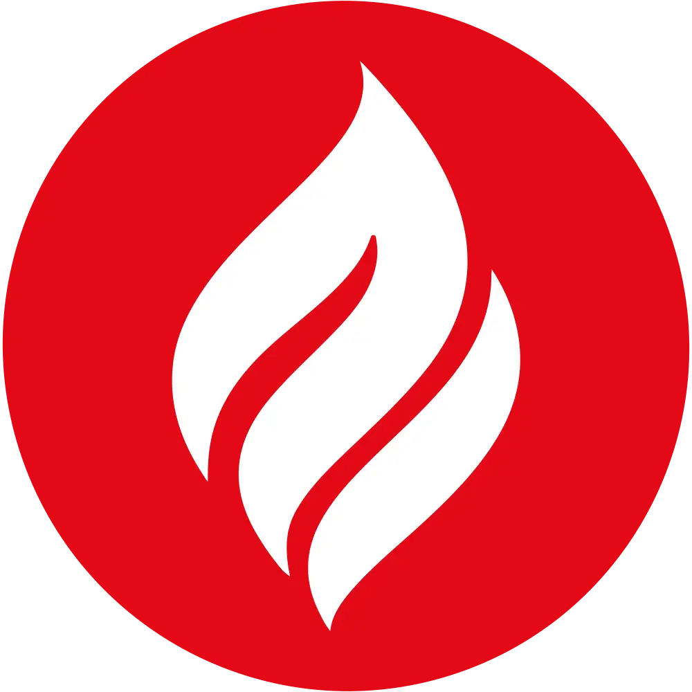 Catering equipment icon – red flame in circle