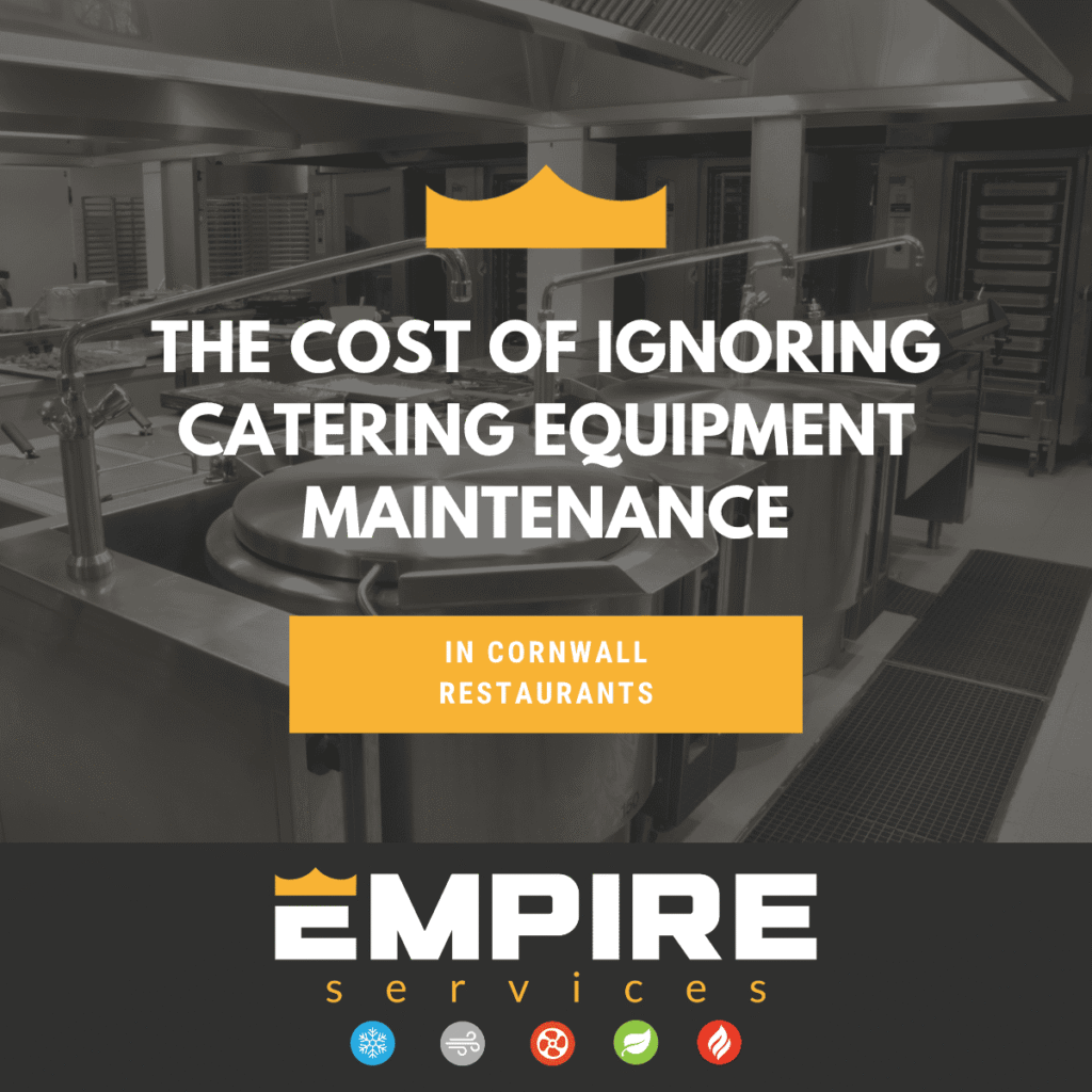 Engineer servicing commercial catering equipment in a Cornwall restaurant kitchen