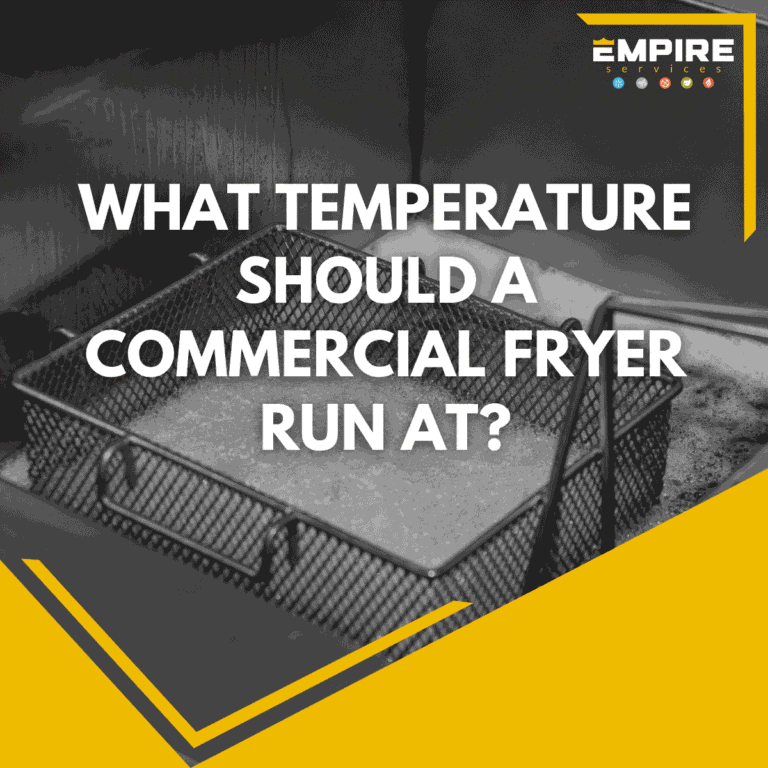 Commercial fryer temperature check and catering equipment servicing in a professional kitchen